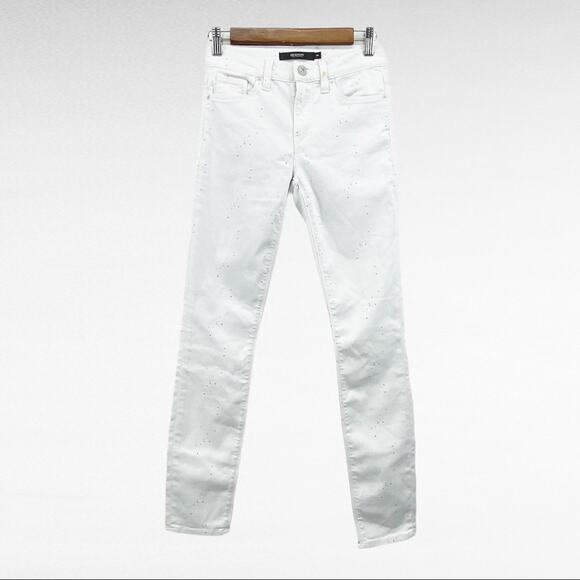 Hudson Womens 25 Soft Light Gray Paint Splatter Mid Rise Jeans Statement - Picture 1 of 9